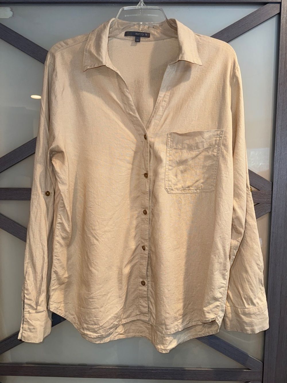 Matty M Beige Button-Down Casual Shirt